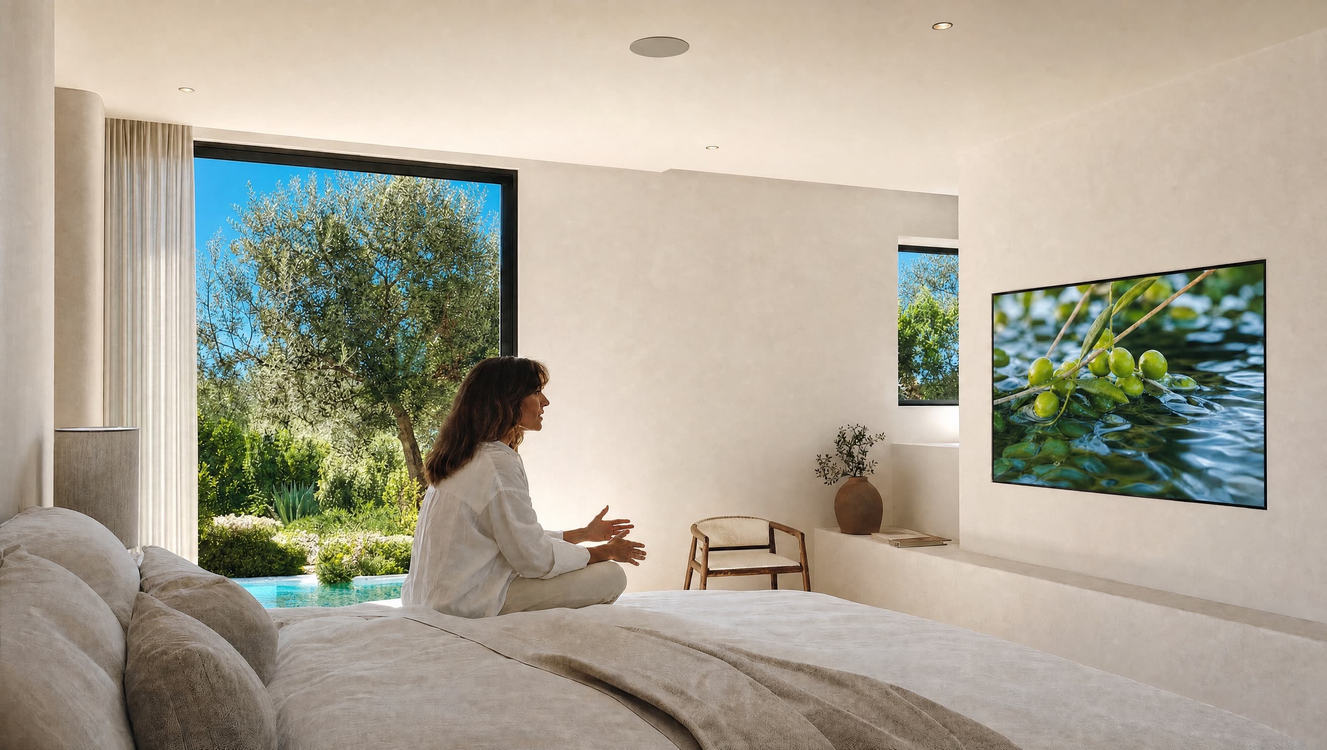 A quiet room that hears you: flush screen, flush speaker. Co-creation still