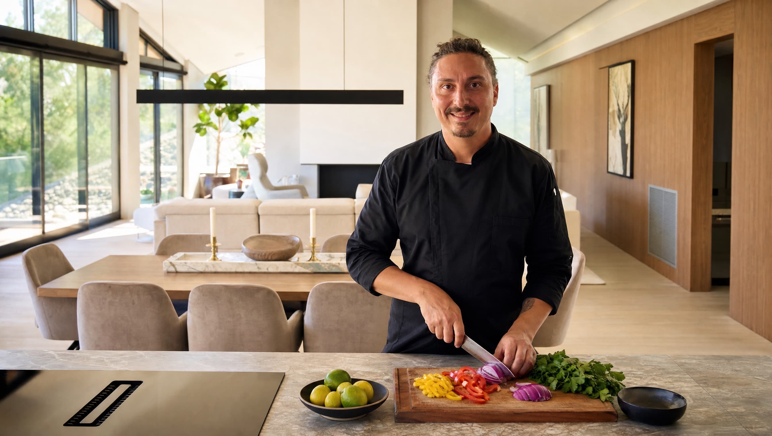 The cook in the kitchen of the lived house